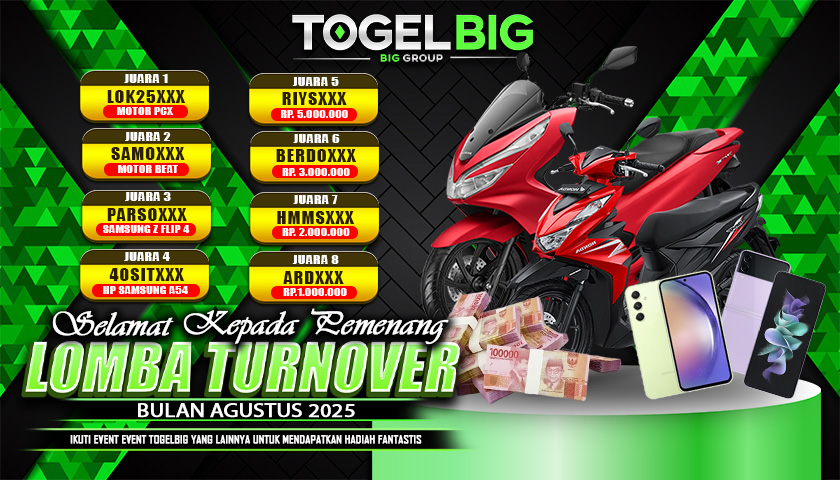 SELAMAT KEPADA PEMENANG LOMBA TURN OVER BULANAN TOGELBIG